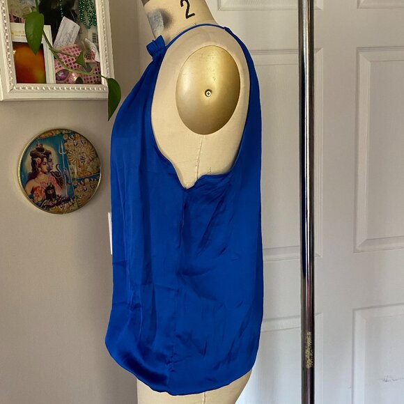 VIOLET & CLAIRE Indigo satin Smoked High Halter Neck Cocktail Tank *SMALL* - Picture 3 of 5